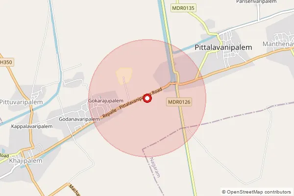 Map showing approximate area covered by Pincode 522329 — Pittalavanipalem S.O, Bapatla