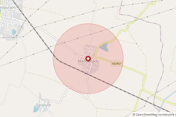 Map showing approximate area covered by Pincode 522401 — Mandapadu B.O, Guntur