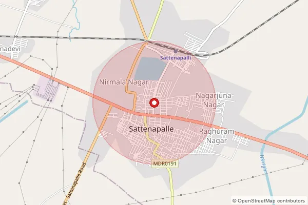 Map showing approximate area covered by Pincode 522403 — Sattenapalle H.O, Palnadu