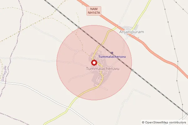Map showing approximate area covered by Pincode 522437 — Chinaagraharam B.O, Palnadu