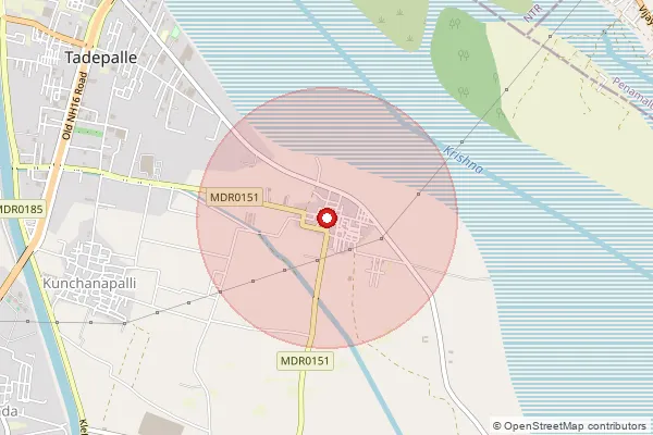 Map showing approximate area covered by Pincode 522501 — Kunchanapalle B.O, Guntur