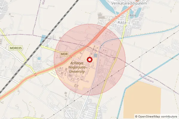 Map showing approximate area covered by Pincode 522510 — Nagarjuna Nagar S.O, Guntur