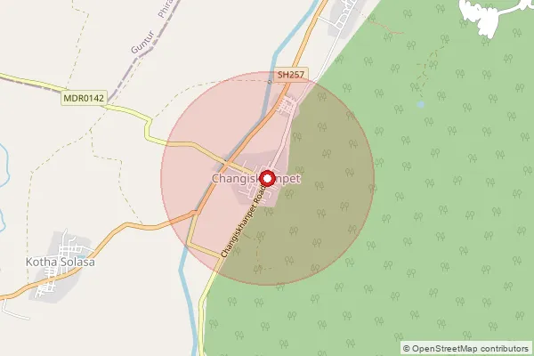 Map showing approximate area covered by Pincode 522529 — Nudurupadu B.O, Guntur