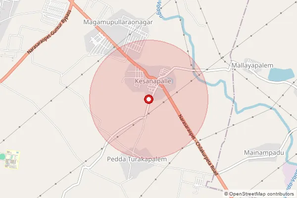 Map showing approximate area covered by Pincode 522549 — Bethapudi B.O, Guntur