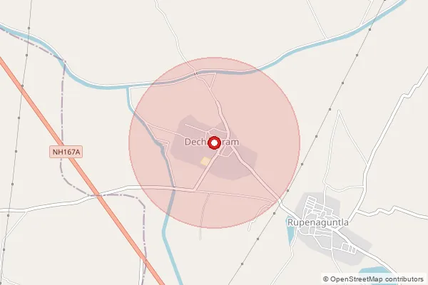 Map showing approximate area covered by Pincode 522603 — Rupenagunta B.O, Palnadu