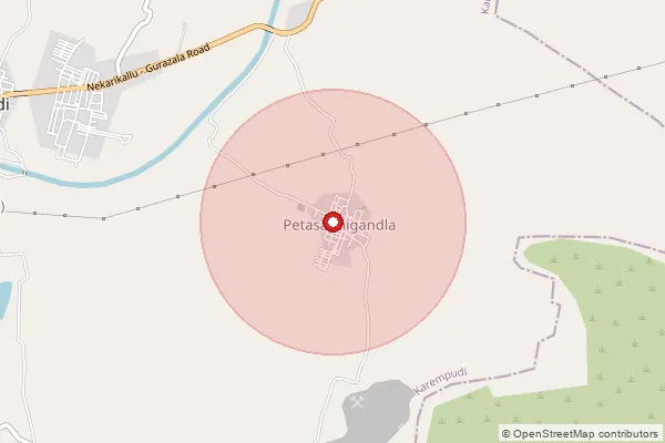 Map showing approximate area covered by Pincode 522614 — Chintapalle B.O, Palnadu