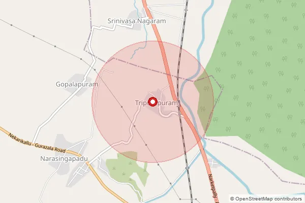 Map showing approximate area covered by Pincode 522615 — Machavaram B.O, Palnadu