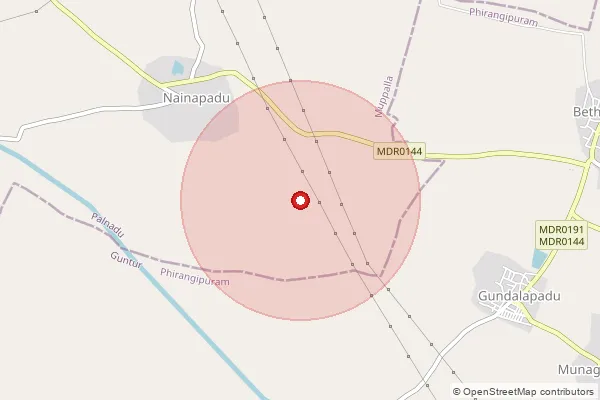 Map showing approximate area covered by Pincode 522616 — Annavaram B.O, Guntur