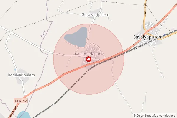 Map showing approximate area covered by Pincode 522646 — Karumanchi B.O, Palnadu