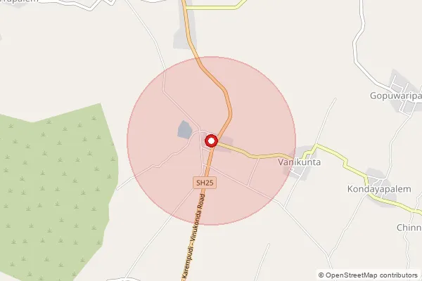 Map showing approximate area covered by Pincode 522658 — Angaluru B.O, Palnadu