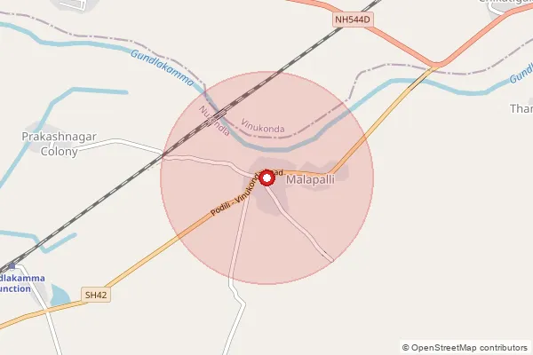 Map showing approximate area covered by Pincode 522659 — Cheruvukommupalem B.O, Palnadu