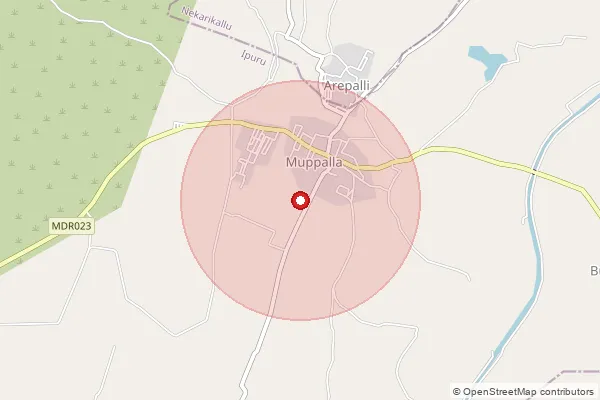 Map showing approximate area covered by Pincode 522661 — Inumella B.O, Palnadu