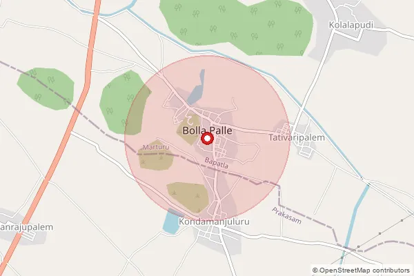 Map showing approximate area covered by Pincode 522663 — Remidicherla B.O, Palnadu