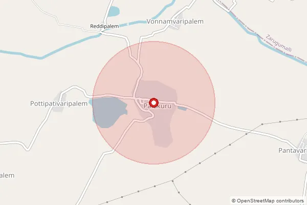 Map showing approximate area covered by Pincode 523101 — Kanumalla B.O, Prakasam