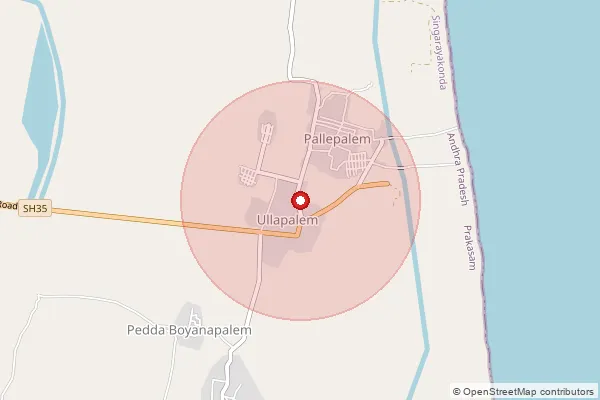 Map showing approximate area covered by Pincode 523104 — Woollapalem S.O, Prakasam
