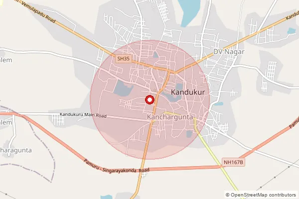 Map showing approximate area covered by Pincode 523105 — Kandukur H.O, Prakasam