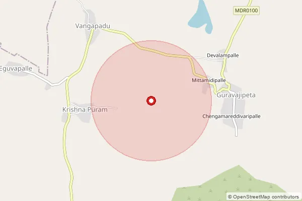 Map showing approximate area covered by Pincode 523108 — Narramarella B.O, Prakasam