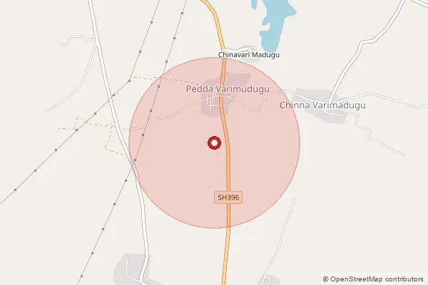 Map showing approximate area covered by Pincode 523117 — Pedairlapadu B.O, Prakasam