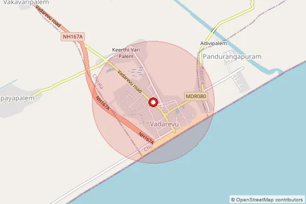 Map showing approximate area covered by Pincode 523157 — Burlavaripalem B.O, Bapatla