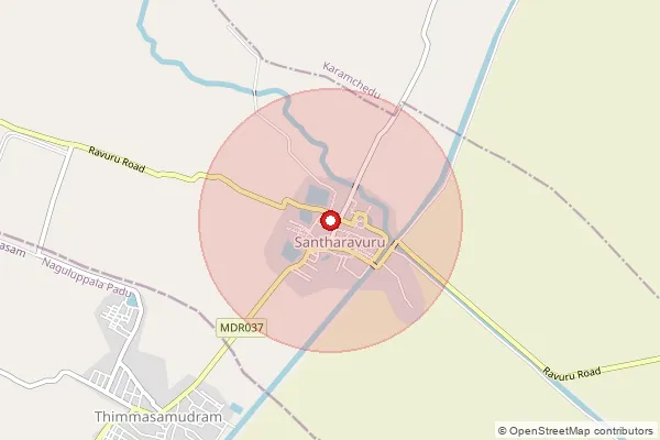 Map showing approximate area covered by Pincode 523185 — Timmasamudram B.O, Prakasam