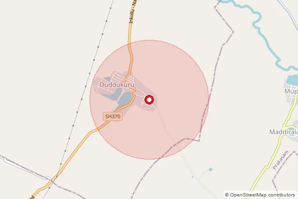 Map showing approximate area covered by Pincode 523186 — Pedaganjam B.O, Bapatla