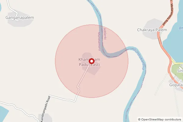 Map showing approximate area covered by Pincode 523201 — Kotikalapudi B.O, Bapatla