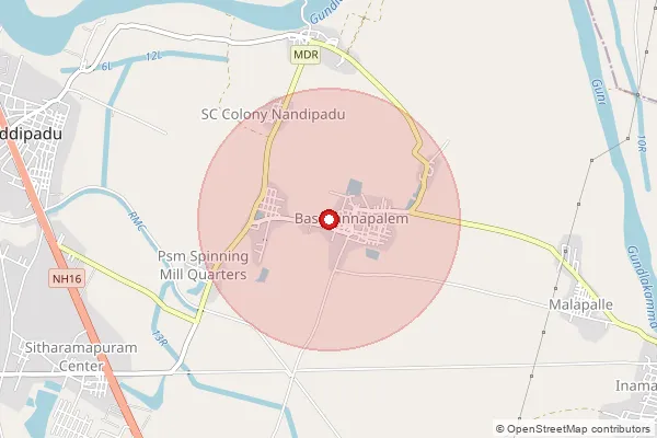 Map showing approximate area covered by Pincode 523211 — Basavannapalem B.O, Prakasam