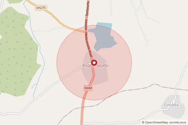 Map showing approximate area covered by Pincode 523213 — Ravinuthala S.O, Bapatla