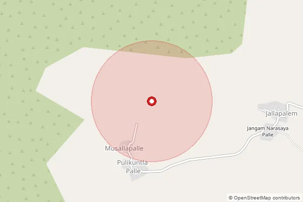 Map showing approximate area covered by Pincode 523224 — Rallapalli B.O, Prakasam