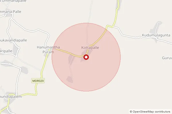 Map showing approximate area covered by Pincode 523228 — Narayapalli B.O, Prakasam