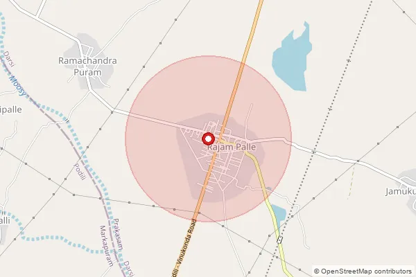 Map showing approximate area covered by Pincode 523247 — Devavaram B.O, Prakasam