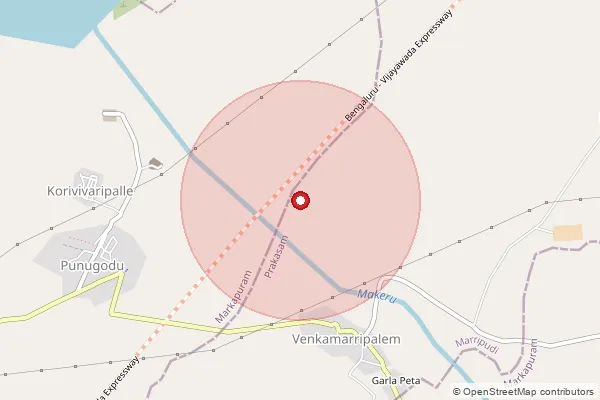 Map showing approximate area covered by Pincode 523254 — Bommireddipalli B.O, Prakasam