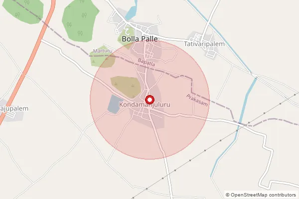 Map showing approximate area covered by Pincode 523261 — Kolalapudi B.O, Na