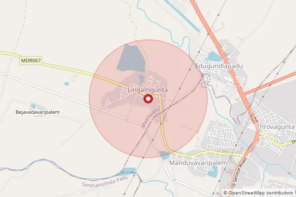 Map showing approximate area covered by Pincode 523262 — Throvagunta S.O, Prakasam