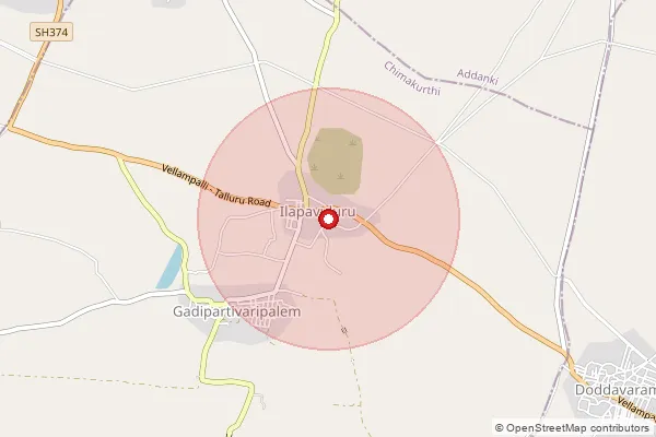 Map showing approximate area covered by Pincode 523263 — Tellapadu S.O, Prakasam