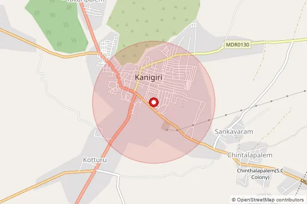 Map showing approximate area covered by Pincode 523265 — Pasupugallu B.O, Prakasam