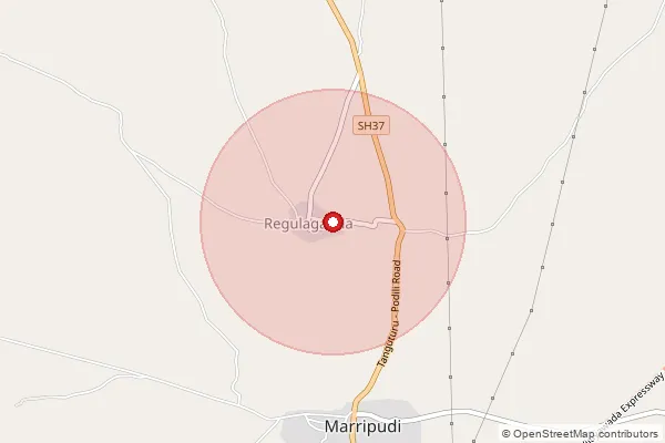Map showing approximate area covered by Pincode 523270 — Petlur B.O, Prakasam