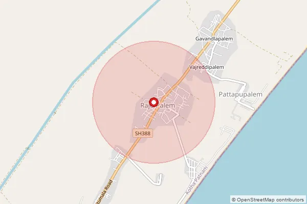 Map showing approximate area covered by Pincode 523280 — Madanur B.O, Prakasam