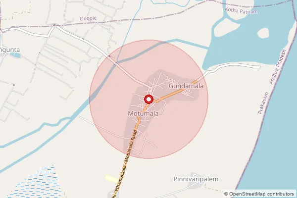 Map showing approximate area covered by Pincode 523286 — Alluru B.O, Prakasam