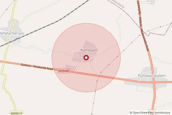 Map showing approximate area covered by Pincode 523302 — Tangedumalli B.O, Bapatla