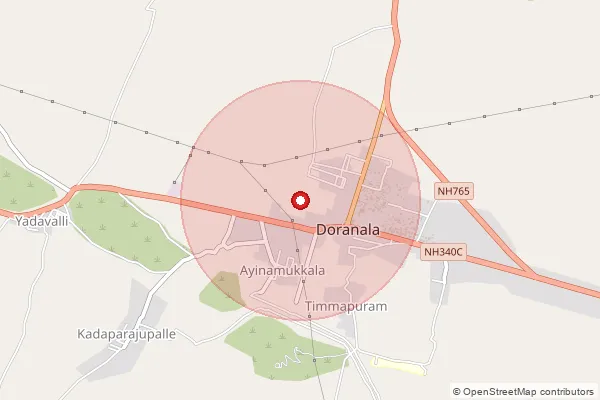 Map showing approximate area covered by Pincode 523331 — Chintala B.O, Prakasam