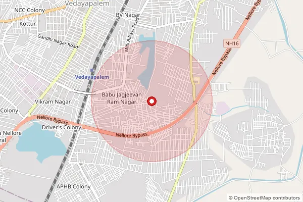 Map showing approximate area covered by Pincode 524003 — Gundlapalem B.O, Spsr Nellore