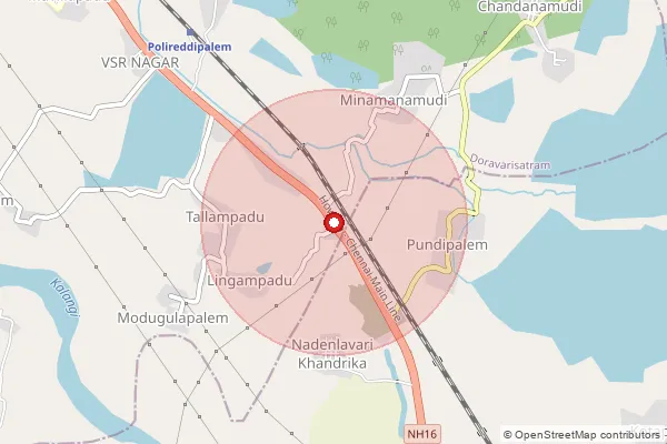 Map showing approximate area covered by Pincode 524123 — Anepudi B.O, Tirupati