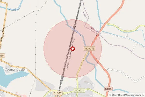 Map showing approximate area covered by Pincode 524126 — Nelaballi B.O, Spsr Nellore