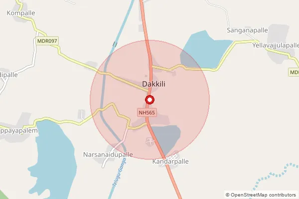 Map showing approximate area covered by Pincode 524134 — Mopur B.O, Tirupati