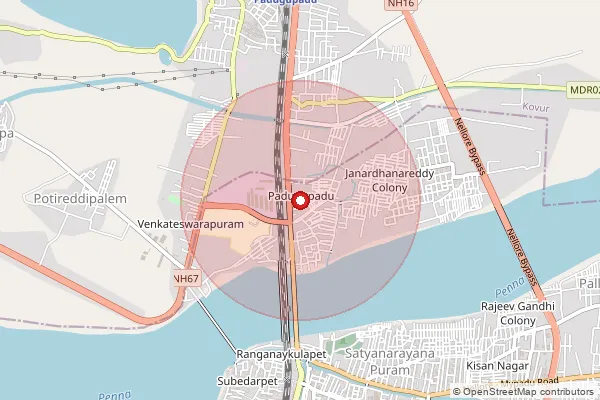 Map showing approximate area covered by Pincode 524137 — Pothireddypalem B.O, Spsr Nellore