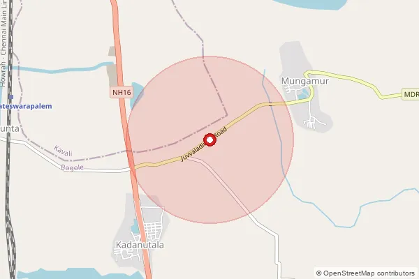 Map showing approximate area covered by Pincode 524142 — Akkarajuvari Kandriga B.O, Spsr Nellore