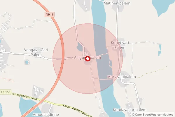 Map showing approximate area covered by Pincode 524203 — Anemadugu S.O, Spsr Nellore