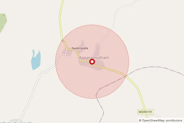 Map showing approximate area covered by Pincode 524222 — Rachavaripalli B.O, Spsr Nellore