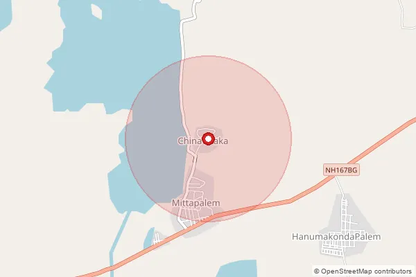 Map showing approximate area covered by Pincode 524223 — Annavaram B.O, Spsr Nellore